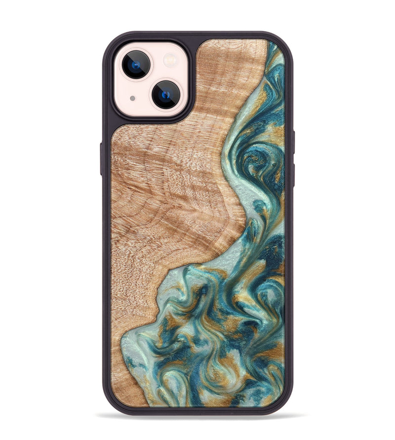 iPhone 14 Plus Wood Phone Case - Clemmie (Teal & Gold, 822646)