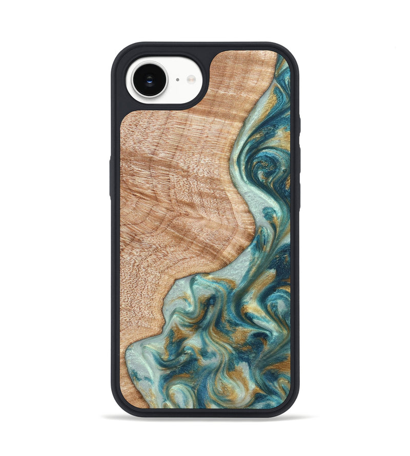iPhone 16e Wood Phone Case - Clemmie (Teal & Gold, 822646)