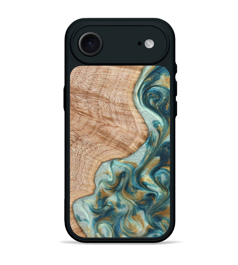 iPhone 17 Air Wood Phone Case - Clemmie (Teal & Gold, 822646)