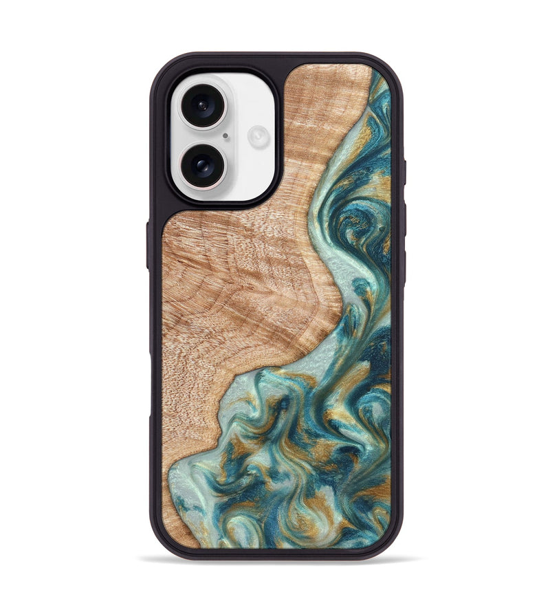 iPhone 17 Wood Phone Case - Clemmie (Teal & Gold, 822646)