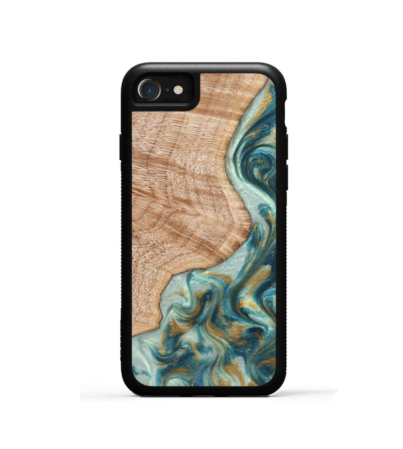 iPhone SE Wood Phone Case - Clemmie (Teal & Gold, 822646)