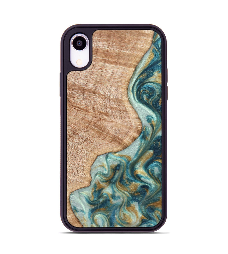 iPhone Xr Wood Phone Case - Clemmie (Teal & Gold, 822646)