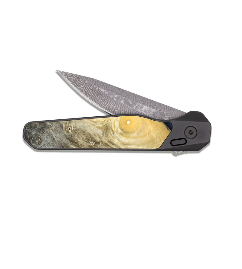 EDC Dark Damascus Wood Pocket Knife - Vaughn (Teal & Gold, 822649)