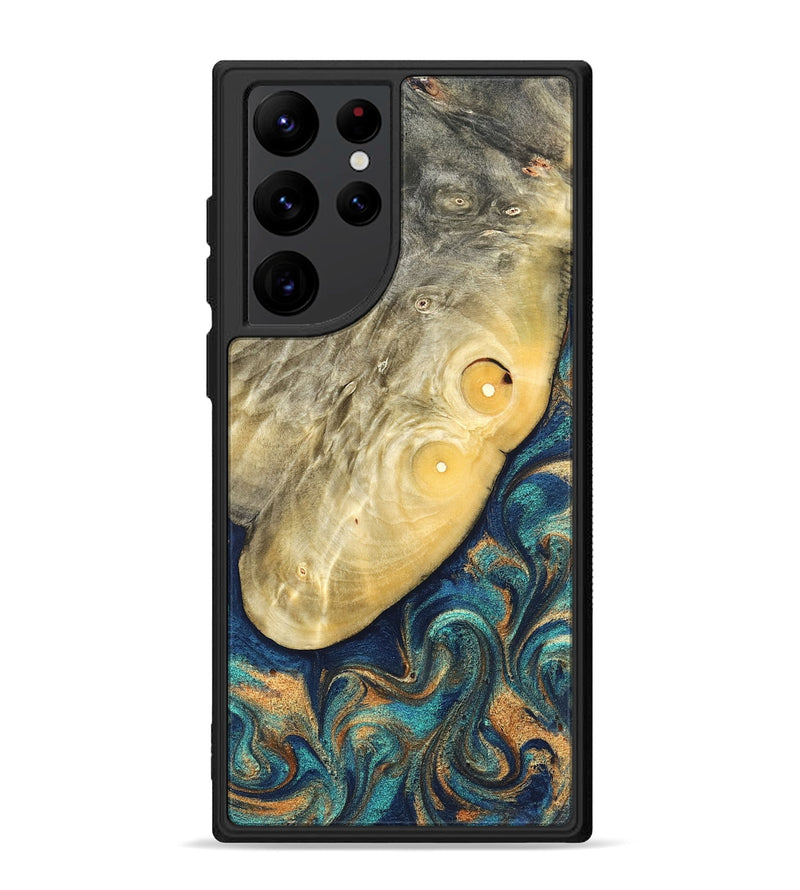 Galaxy S22 Ultra Wood Phone Case - Vaughn (Teal & Gold, 822649)