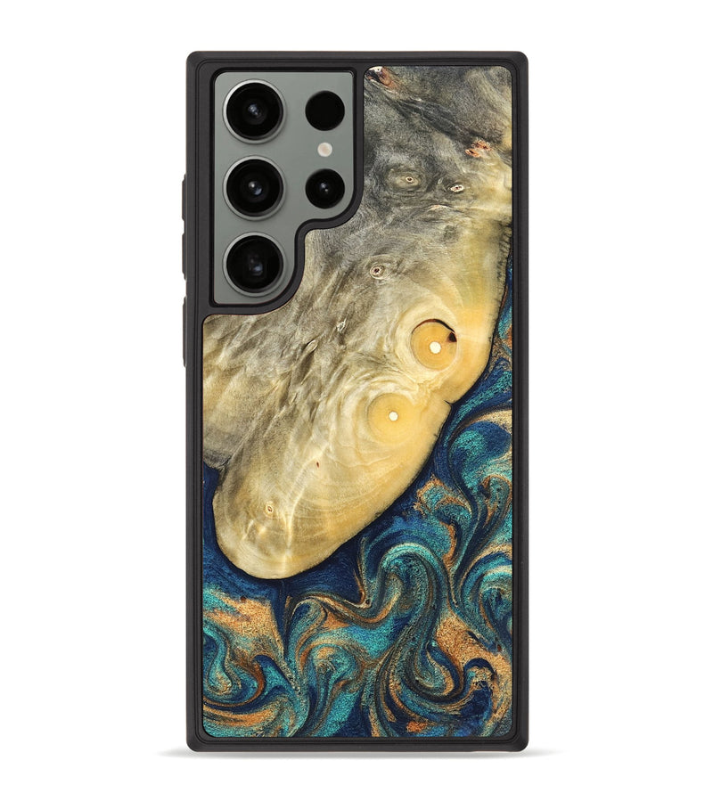 Galaxy S23 Ultra Wood Phone Case - Vaughn (Teal & Gold, 822649)