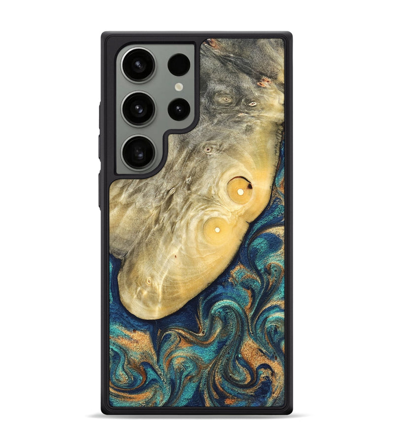 Galaxy S24 Ultra Wood Phone Case - Vaughn (Teal & Gold, 822649)