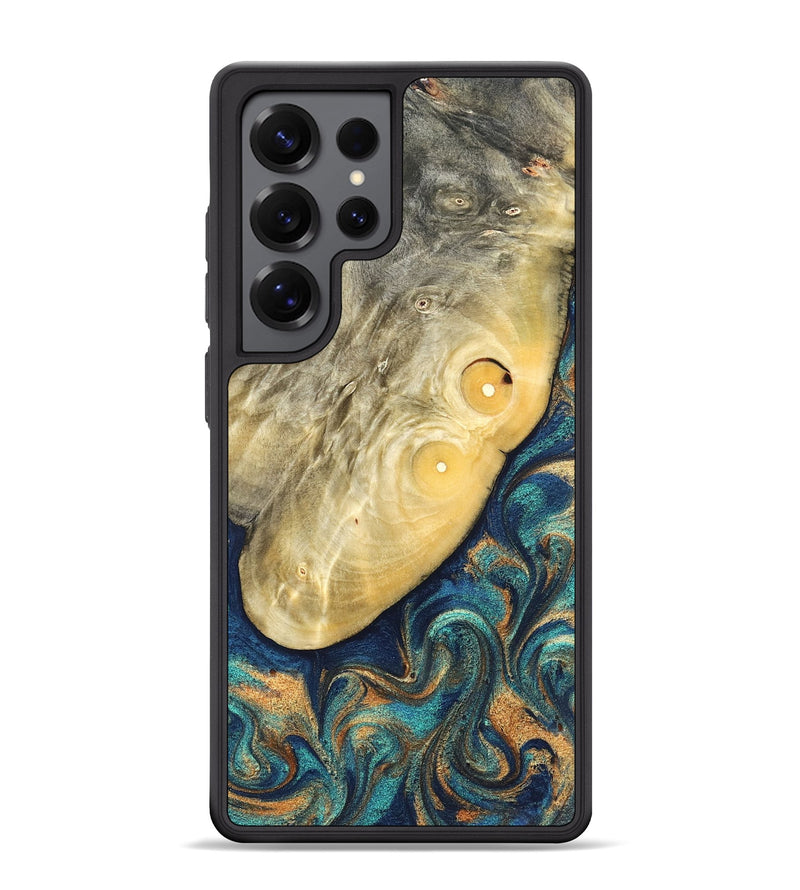 Galaxy S25 Ultra Wood Phone Case - Vaughn (Teal & Gold, 822649)