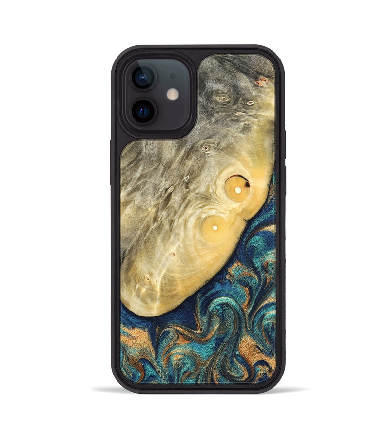iPhone 12 Wood Phone Case - Vaughn (Teal & Gold, 822649)
