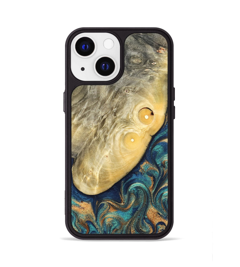 iPhone 13 Wood Phone Case - Vaughn (Teal & Gold, 822649)