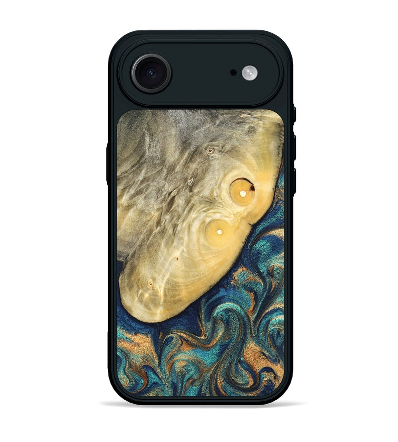 iPhone 17 Air Wood Phone Case - Vaughn (Teal & Gold, 822649)