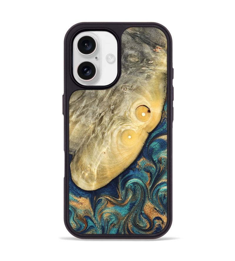 iPhone 17 Wood Phone Case - Vaughn (Teal & Gold, 822649)