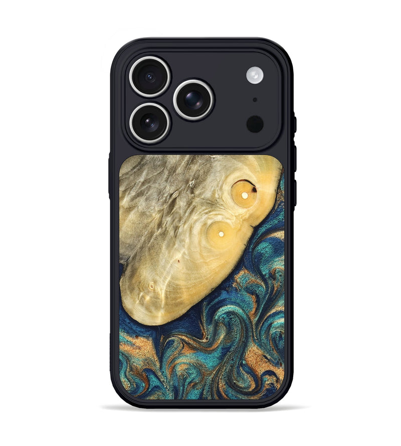 iPhone 17 Pro Wood Phone Case - Vaughn (Teal & Gold, 822649)