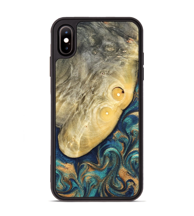 iPhone Xs Max Wood Phone Case - Vaughn (Teal & Gold, 822649)