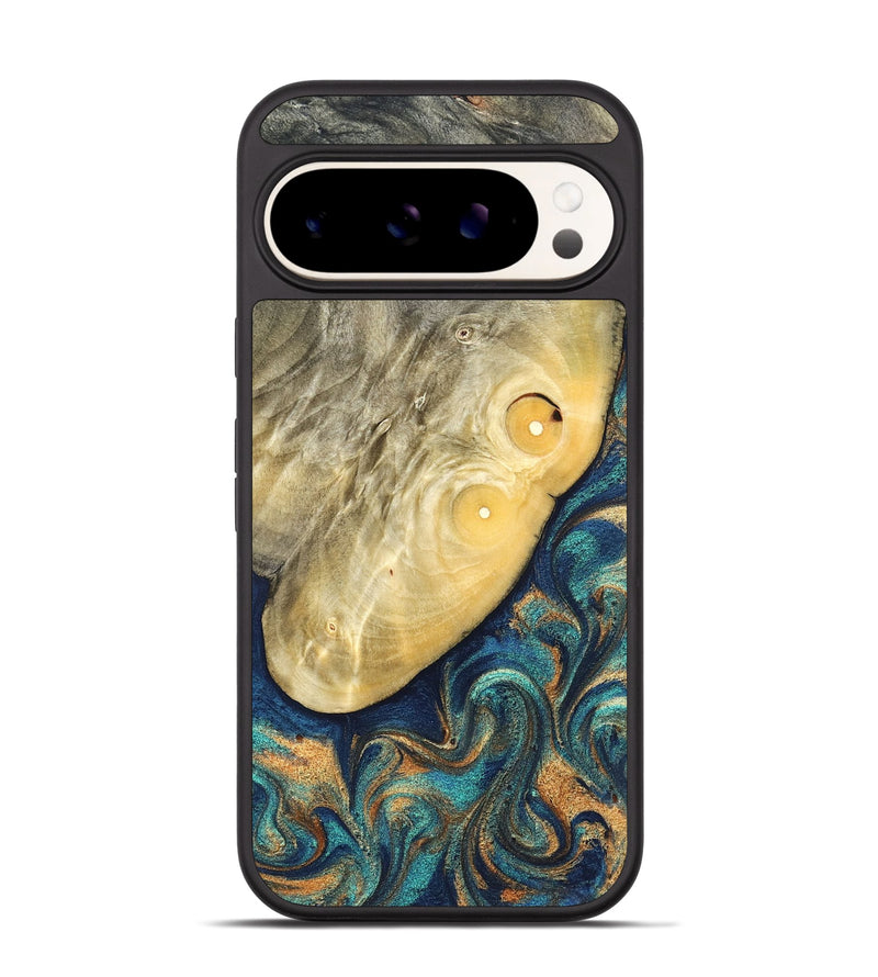 Pixel 9 Wood Phone Case - Vaughn (Teal & Gold, 822649)