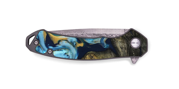 EDC Wood Pocket Knife - Tabitha (Teal & Gold, 822650)