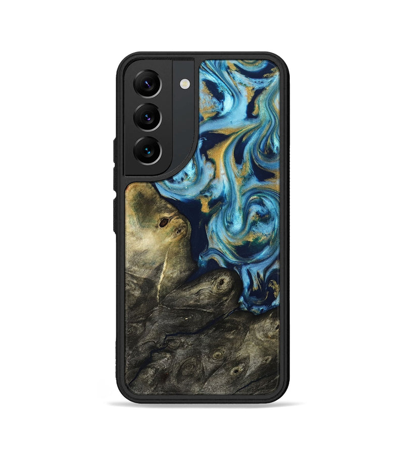 Galaxy S22 Wood Phone Case - Tabitha (Teal & Gold, 822650)