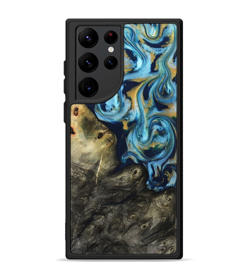 Galaxy S22 Ultra Wood Phone Case - Tabitha (Teal & Gold, 822650)
