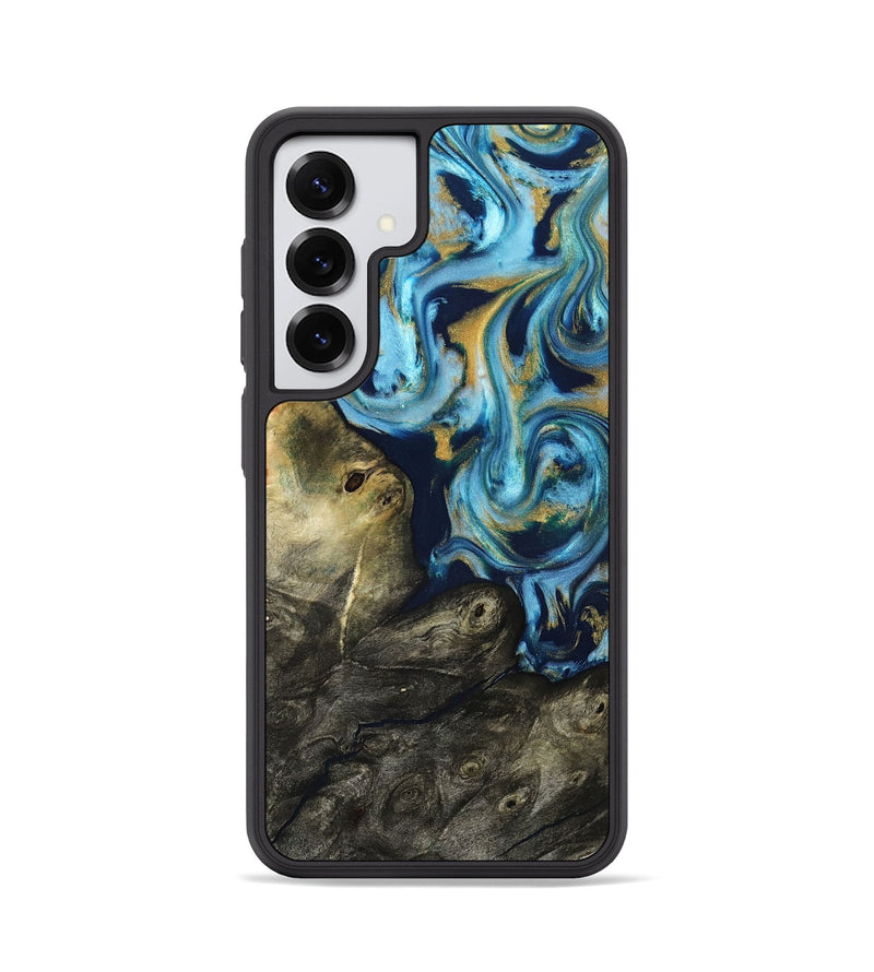 Galaxy S25 Wood Phone Case - Tabitha (Teal & Gold, 822650)