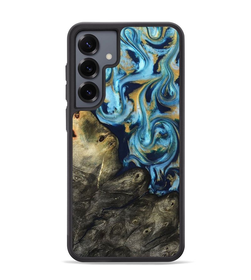 Galaxy S25 Plus Wood Phone Case - Tabitha (Teal & Gold, 822650)