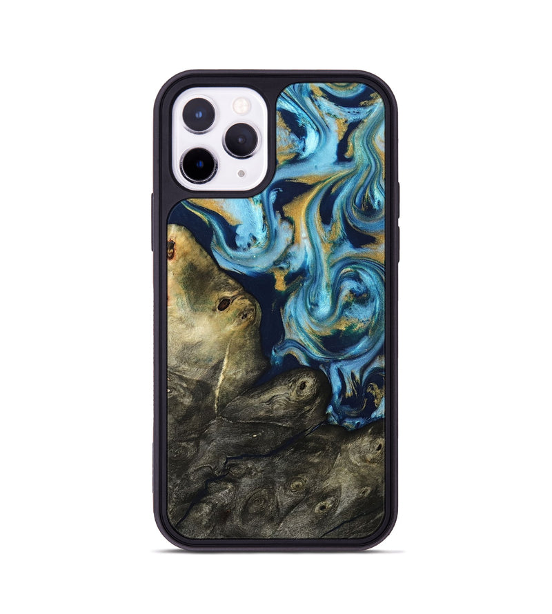 iPhone 11 Pro Wood Phone Case - Tabitha (Teal & Gold, 822650)