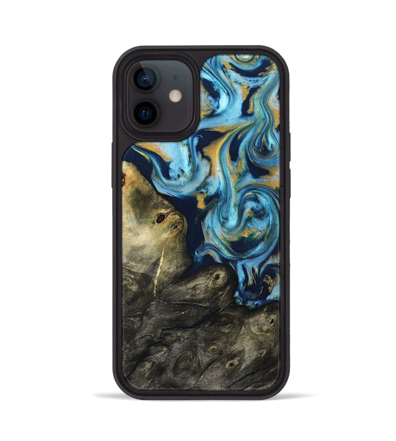iPhone 12 Wood Phone Case - Tabitha (Teal & Gold, 822650)