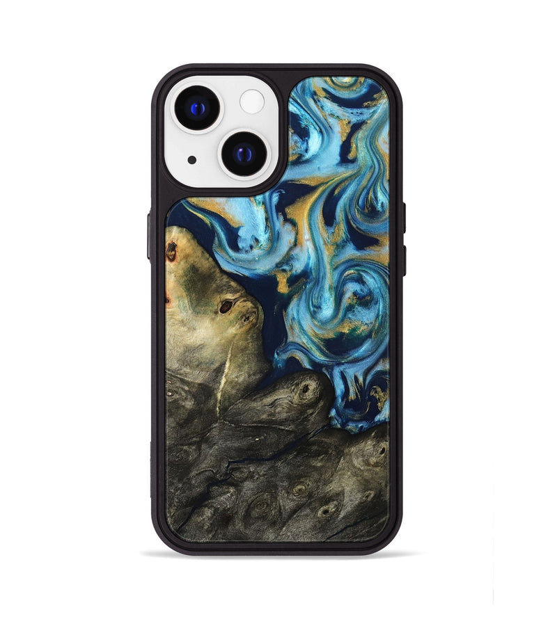 iPhone 13 Wood Phone Case - Tabitha (Teal & Gold, 822650)