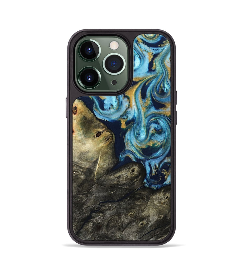 iPhone 13 Pro Wood Phone Case - Tabitha (Teal & Gold, 822650)