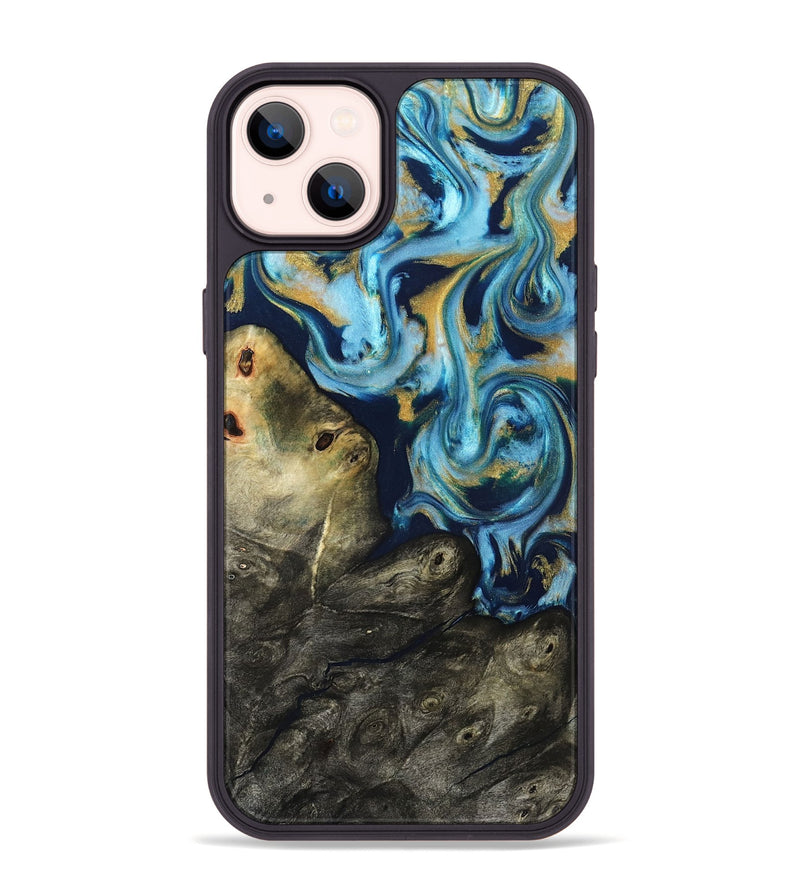 iPhone 14 Plus Wood Phone Case - Tabitha (Teal & Gold, 822650)