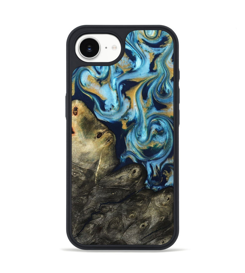 iPhone 16e Wood Phone Case - Tabitha (Teal & Gold, 822650)