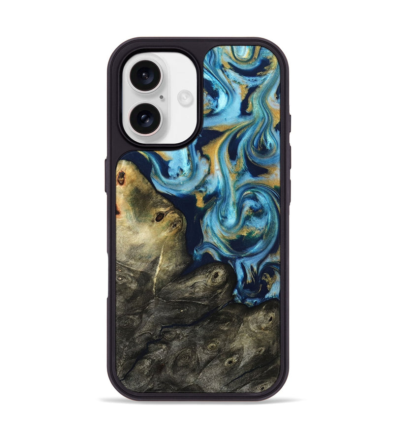 iPhone 17 Wood Phone Case - Tabitha (Teal & Gold, 822650)