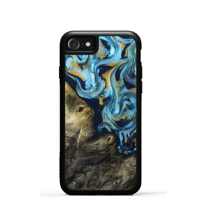 iPhone SE Wood Phone Case - Tabitha (Teal & Gold, 822650)