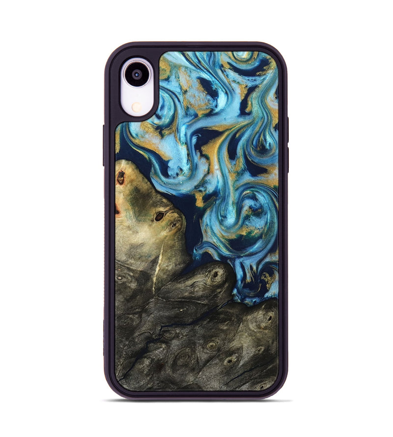 iPhone Xr Wood Phone Case - Tabitha (Teal & Gold, 822650)