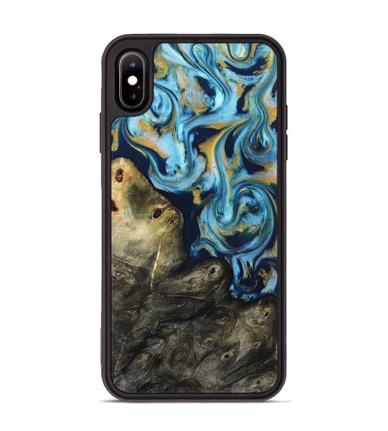 iPhone Xs Max Wood Phone Case - Tabitha (Teal & Gold, 822650)