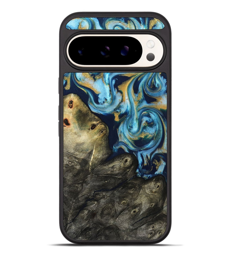 Pixel 10 Pro XL Wood Phone Case - Tabitha (Teal & Gold, 822650)