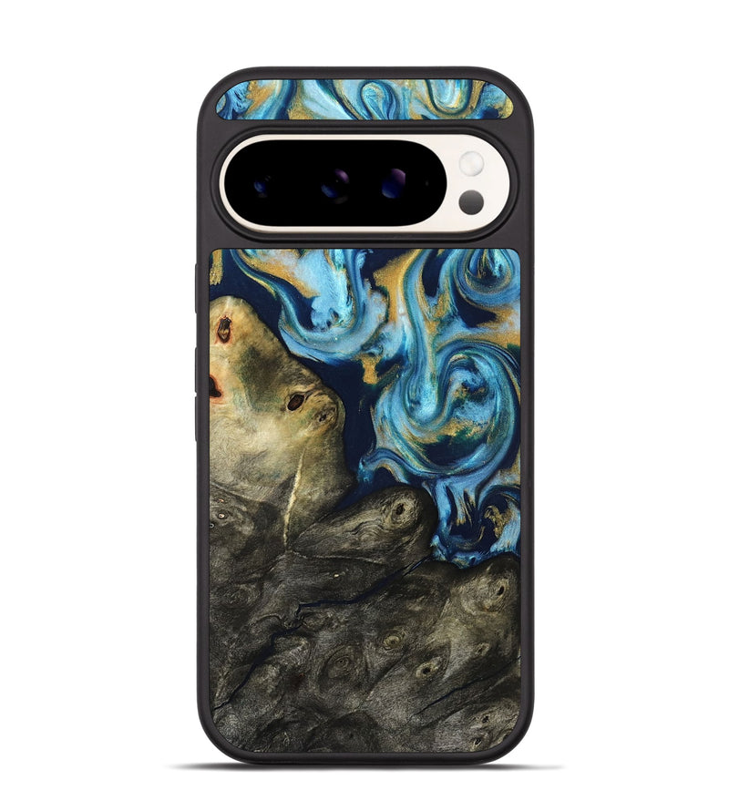 Pixel 9 Pro Wood Phone Case - Tabitha (Teal & Gold, 822650)