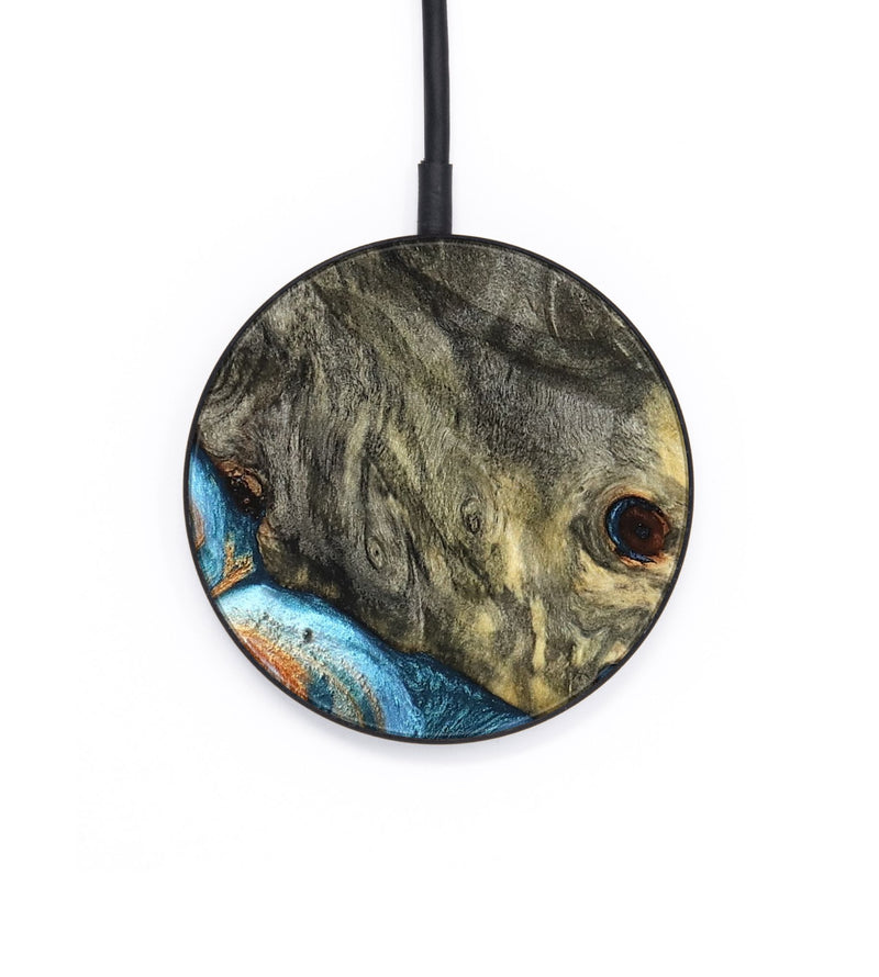 Circle Wood Wireless Charger - Dian (Teal & Gold, 822653)