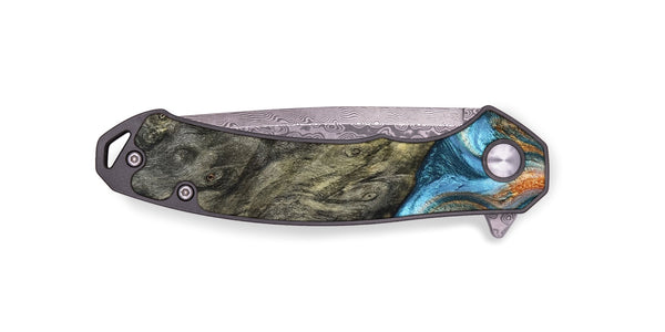 EDC Wood Pocket Knife - Dian (Teal & Gold, 822653)