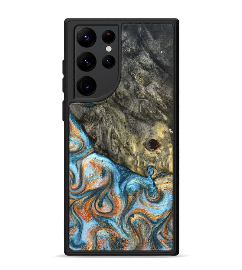 Galaxy S22 Ultra Wood Phone Case - Dian (Teal & Gold, 822653)