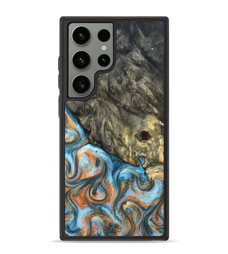Galaxy S23 Ultra Wood Phone Case - Dian (Teal & Gold, 822653)