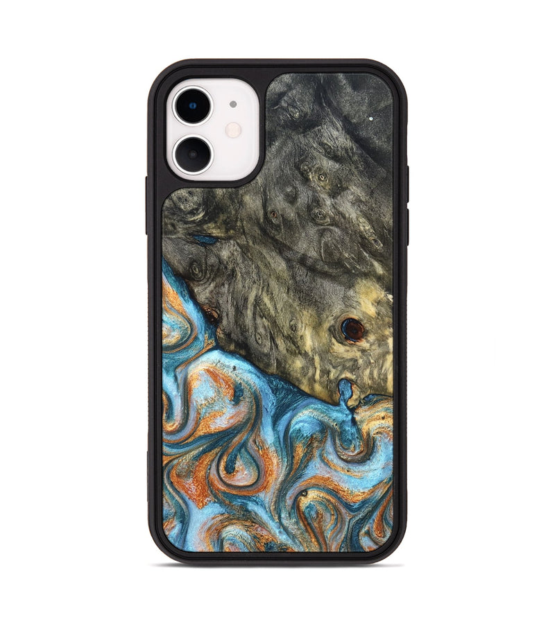 iPhone 11 Wood Phone Case - Dian (Teal & Gold, 822653)