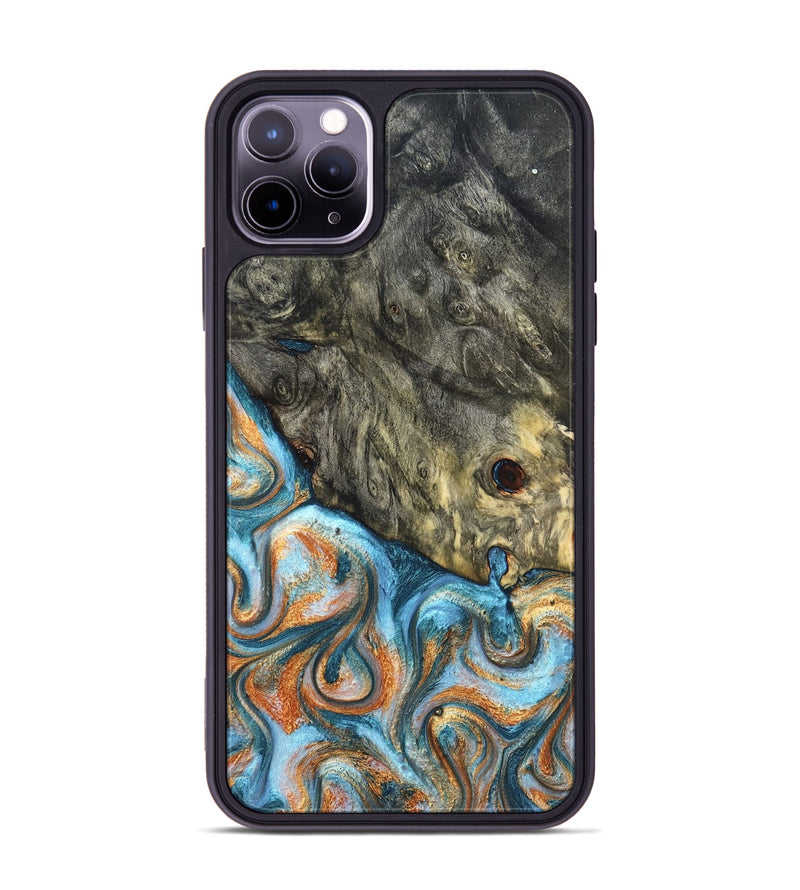 iPhone 11 Pro Max Wood Phone Case - Dian (Teal & Gold, 822653)