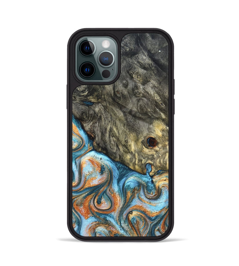 iPhone 12 Pro Wood Phone Case - Dian (Teal & Gold, 822653)