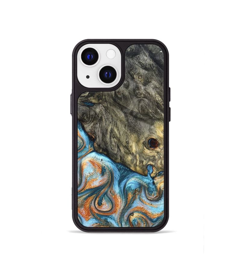 iPhone 13 mini Wood Phone Case - Dian (Teal & Gold, 822653)