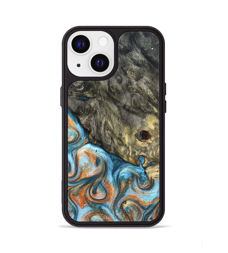iPhone 13 Wood Phone Case - Dian (Teal & Gold, 822653)