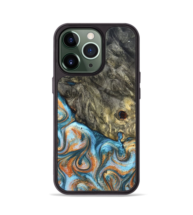 iPhone 13 Pro Wood Phone Case - Dian (Teal & Gold, 822653)