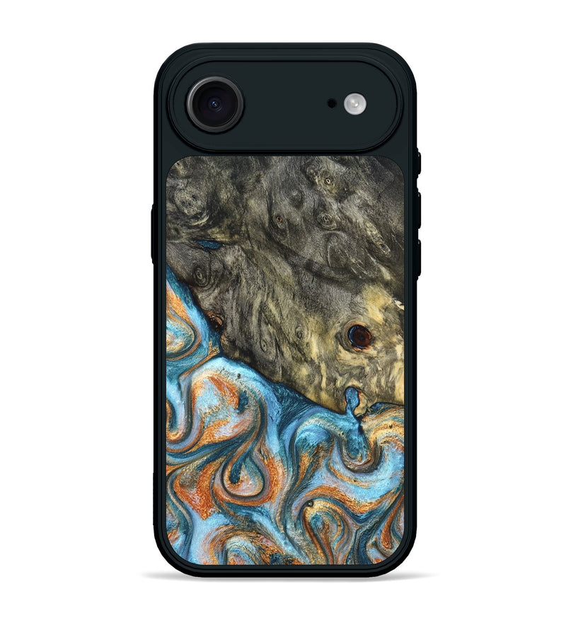 iPhone 17 Air Wood Phone Case - Dian (Teal & Gold, 822653)
