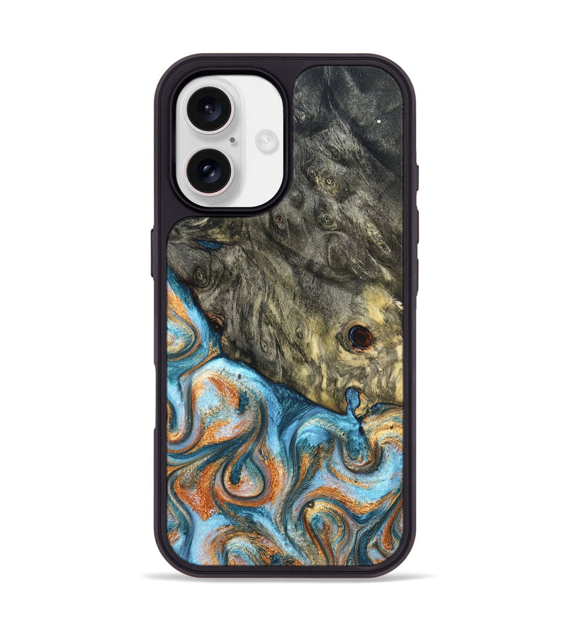 iPhone 17 Wood Phone Case - Dian (Teal & Gold, 822653)