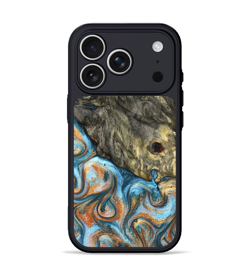 iPhone 17 Pro Wood Phone Case - Dian (Teal & Gold, 822653)