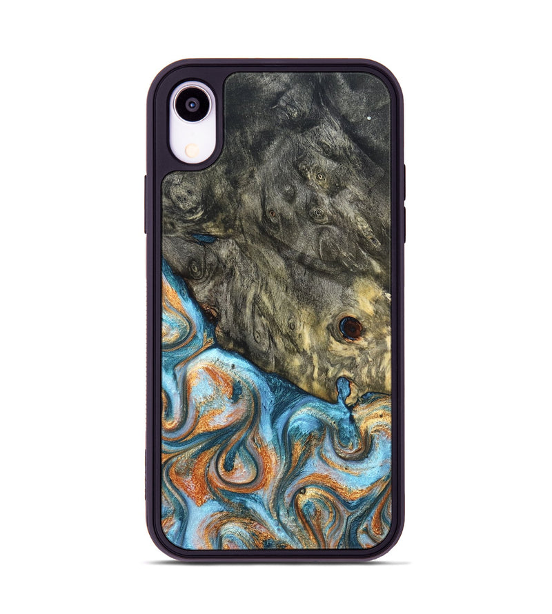 iPhone Xr Wood Phone Case - Dian (Teal & Gold, 822653)