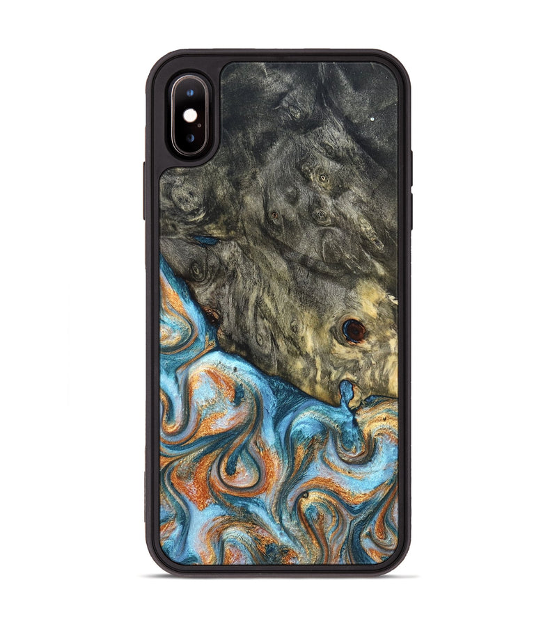 iPhone Xs Max Wood Phone Case - Dian (Teal & Gold, 822653)